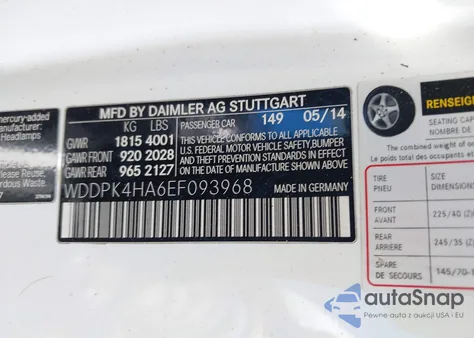 2014 Mercedes-Benz Slk 250 z USA, uszkodzony, nr VIN WDDPK4HA6EF093968